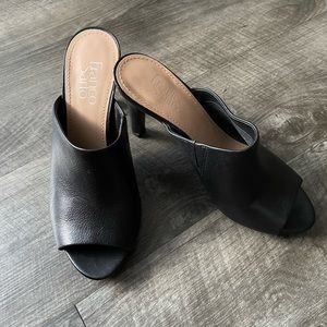 Black Leather Franco Starto heeled mules